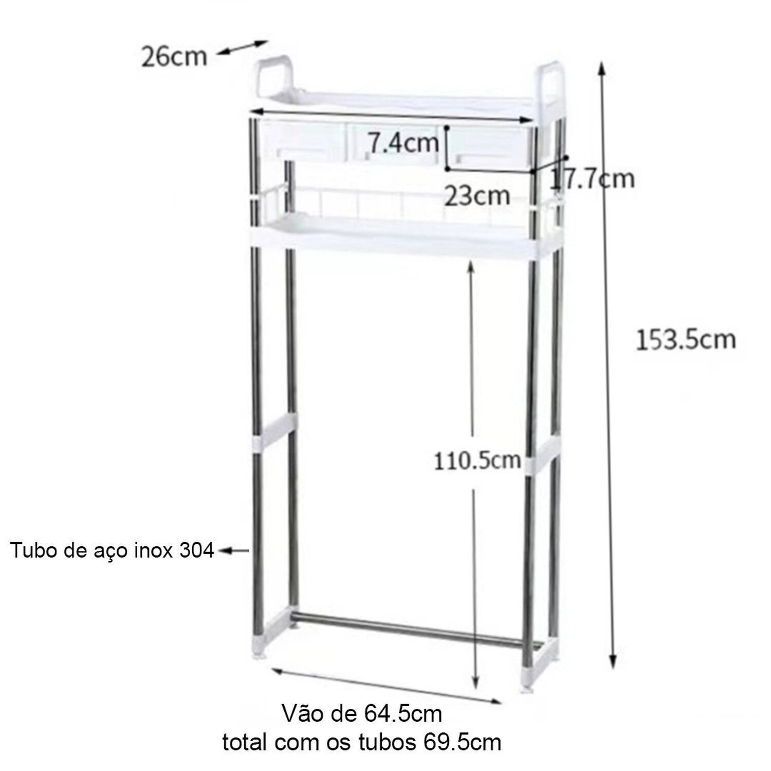 Rack com Prateleiras e Gavetas para Maquina de Lavar Roupas - 6