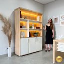 Ver mais imagens de Estante para Escritório com Luz de LED 3 Portas com Chave Tamburato Branco/Carvalho Artany