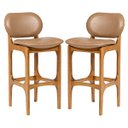 Ver imagem 1 de Kit 2 Banquetas Alta Estofada Rafine Madeira Castanho Impermeável Marrom