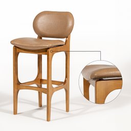Kit 2 Banquetas Alta Estofada Rafine Madeira Castanho Impermeável Marrom - 5