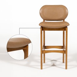 Kit 2 Banquetas Alta Estofada Rafine Madeira Castanho Impermeável Marrom - 6