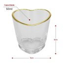 Ver imagem 3 de Kit 6 Copos Shot Coração Vidro com Borda Dourada 50ml
