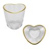 Kit 6 Copos Shot Coração Vidro com Borda Dourada 50ml - 2