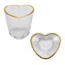 Ver imagem 2 de Kit 6 Copos Shot Coração Vidro com Borda Dourada 50ml