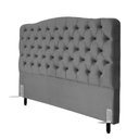 Ver imagem 1 de Cabeceira de Cama Box Casal 138 Cm Dunas Casavezi Suede Veludo Cinza Escuro