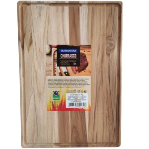 Tábua de Corte Retangular 40cmx28cm Tábua de Churrasco Madeira Teca Tramontina