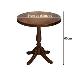 Mesa Lateral Rústica Vintage Pé Torneado S/ Borda - Bege - 2