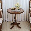 Ver imagem 1 de Mesa Lateral Rústica Vintage Pé Torneado S/ Borda - Bege