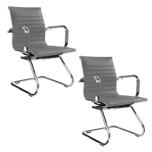 Kit 2 Cadeiras Presidente Esteirinha Baixa com Base Fixa