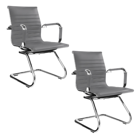 Kit 2 Cadeiras Presidente Esteirinha Baixa com Base Fixa