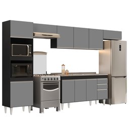 Armário de Cozinha Modulada 5 Peças CP15 com Pia Inox Preto/Cinza - Lumil Lumil Móveis - 1