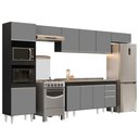 Ver imagem 1 de Armário de Cozinha Modulada 5 Peças CP15 com Pia Inox Preto/Cinza - Lumil Lumil Móveis