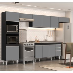 Armário de Cozinha Modulada 5 Peças CP15 com Pia Inox Preto/Cinza - Lumil Lumil Móveis - 2