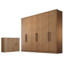 Ver imagem 1 de Guarda Roupa Casal Linea com Nicho e Cômoda Seul Cumaru 23 - Novo Horizonte