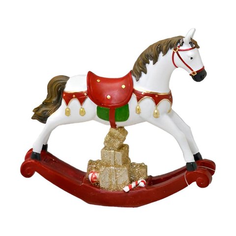 Estatueta Cavalo de Balanço Presentes Carrossel Resina 17cm