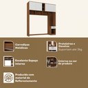 Ver imagem 5 de Guarda-roupa Solteiro Modulado Ponte Lugano 4 Portas 1 Gaveta Nogal/branco - Hecol Móveis