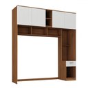 Ver imagem 2 de Guarda-roupa Solteiro Modulado Ponte Lugano 4 Portas 1 Gaveta Nogal/branco - Hecol Móveis