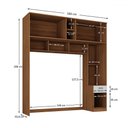 Ver imagem 4 de Guarda-roupa Solteiro Modulado Ponte Lugano 4 Portas 1 Gaveta Nogal/branco - Hecol Móveis