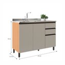Ver imagem 4 de Cozinha Modulada Completa 6 Peças 14 Portas 2 Gavetas Andria Yescasa Laranja/Angelin/Nude