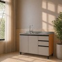 Ver imagem 5 de Cozinha Modulada Completa 6 Peças 14 Portas 2 Gavetas Andria Yescasa Laranja/Angelin/Nude