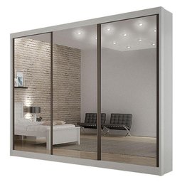 Guarda Roupa 6 Gavetas San Marino Premium com 3 Espelhos Branco - Leifer Móveis - 1