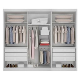 Guarda Roupa 6 Gavetas San Marino Premium com 3 Espelhos Branco - Leifer Móveis - 4