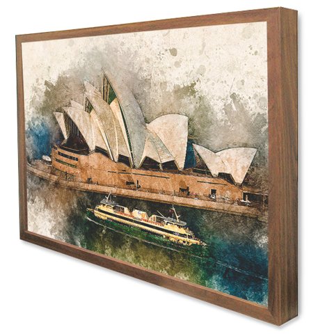 Quadro Decorativo Aquarela Artística em Moldura Caixa Tacolado Moldura Caixa 3cm Madeira sem Vidro 2