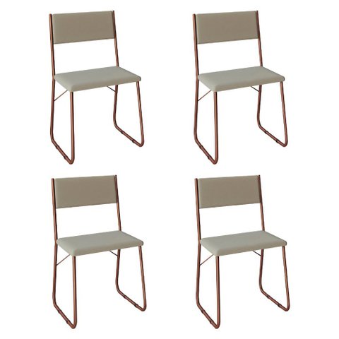 Kit 4 Cadeiras Angra Estofadas para Mesa Sala de Jantar Cozinha Conforto - Cobre/bege