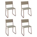 Ver imagem 1 de Kit 4 Cadeiras Angra Estofadas para Mesa Sala de Jantar Cozinha Conforto - Cobre/bege