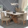 Conjunto Mesa De Jantar 6 Cadeiras Off White/Mascavo - 1