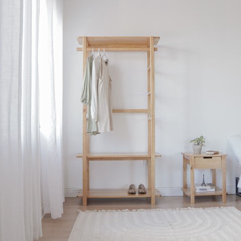 Guarda-roupa Closet Laguna 3 Prat 90cm Verniz Amêndoa