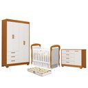 Ver imagem 1 de Dormitório Infantil Zaki Guarda Roupa, Cômoda e Berço Danny Branco Fosco/savana com Colchão