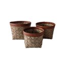 Ver imagem 1 de Conjunto 3 Cestos em Tiras e Couro Sintetico Marrom Zq0043 Btc