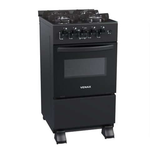 Fogão 4 Bocas Venax Picasso Line Mesa de Vidro Preto Bivolt