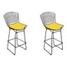 Kit 2 Banquetas Bistrô Bertoia Preta D80 com Assento Amarelo Cor Preto - 1
