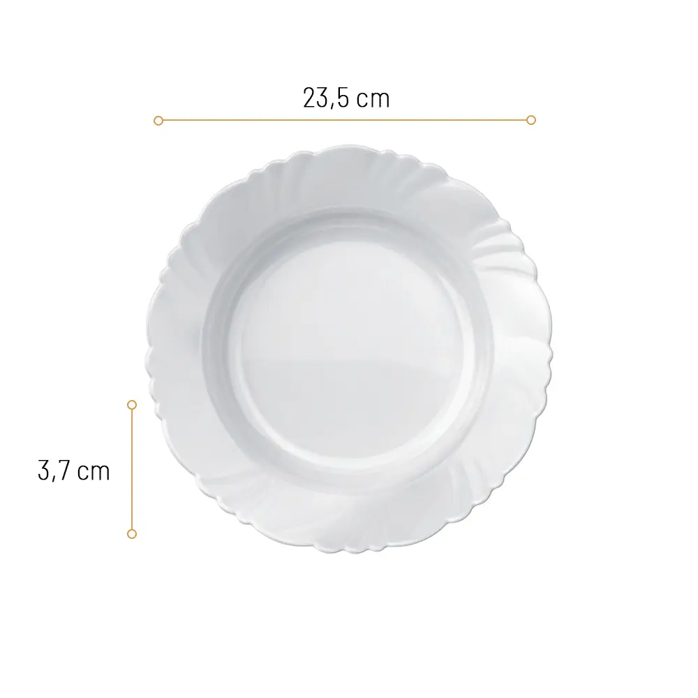 Jogo de Pratos Fundo Pétala em Vidro Duralex Opaline - 23,5x3,7cm - 4 Unidades - 3