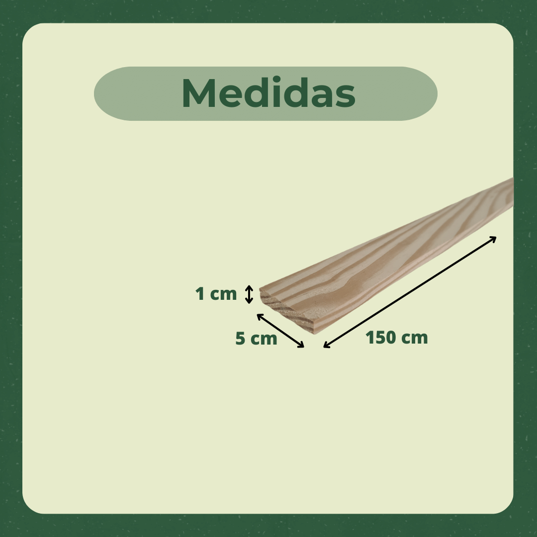 10 Ripas/sarrafos de 1x5x150 Cm Madeira de Pinus - 3