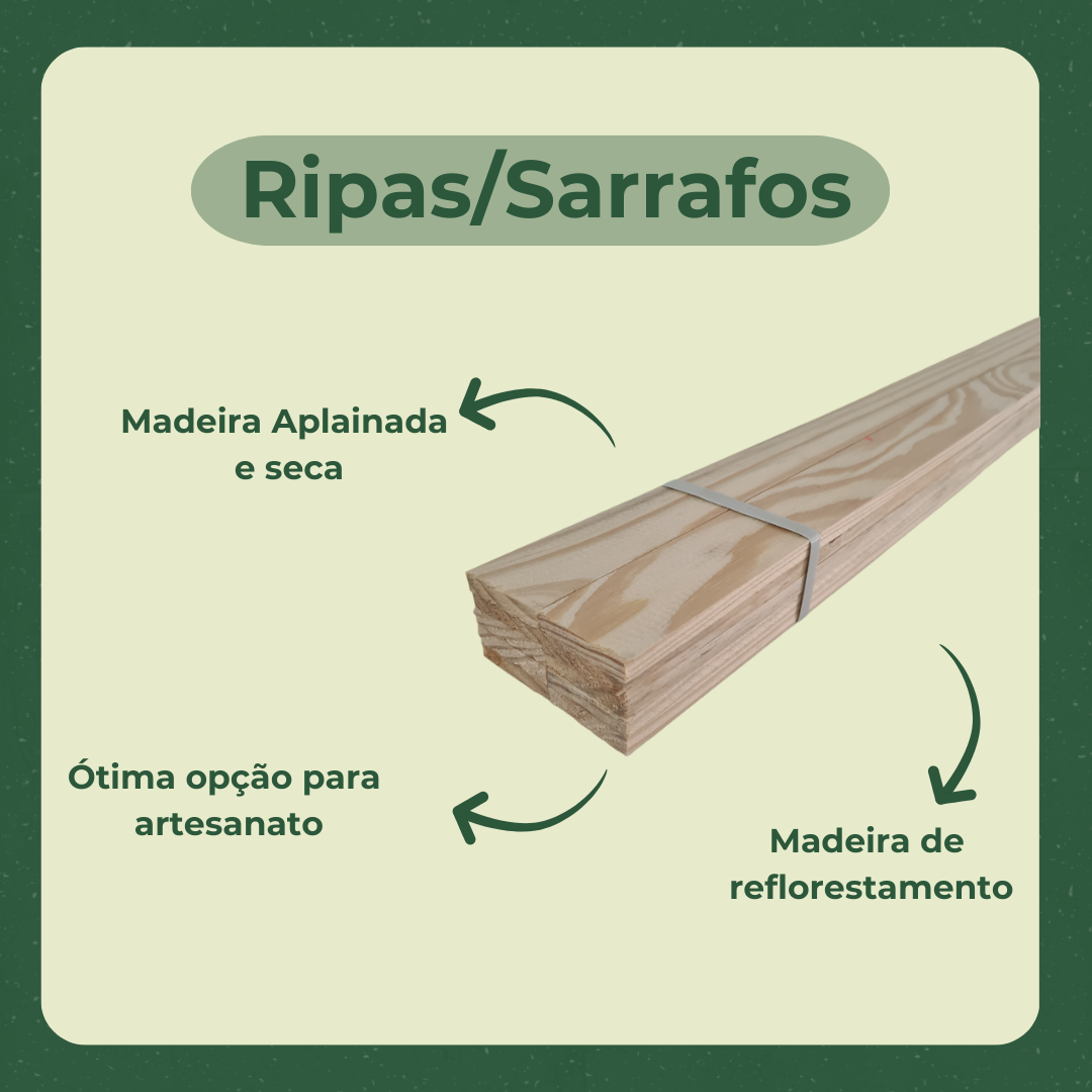 10 Ripas/sarrafos de 1x5x150 Cm Madeira de Pinus - 4