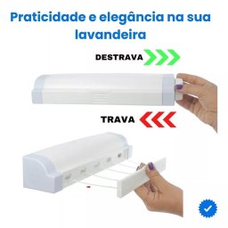 Varal Lavanderia Solução Espaço Pratico Retrátil Recolhível - 8