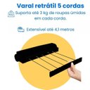 Ver imagem 3 de Varal Lavanderia Solução Espaço Pratico Retrátil Recolhível
