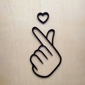Quadro Coração Com A Mão / Adorno De Parede, Decoração - Preto - Toque 3D