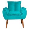Cadeira Poltrona Opala para Sala Pés Madeira Tecido Azul Turquesa - Wd Decor - 3