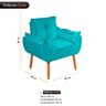 Cadeira Poltrona Opala para Sala Pés Madeira Tecido Azul Turquesa - Wd Decor - 2