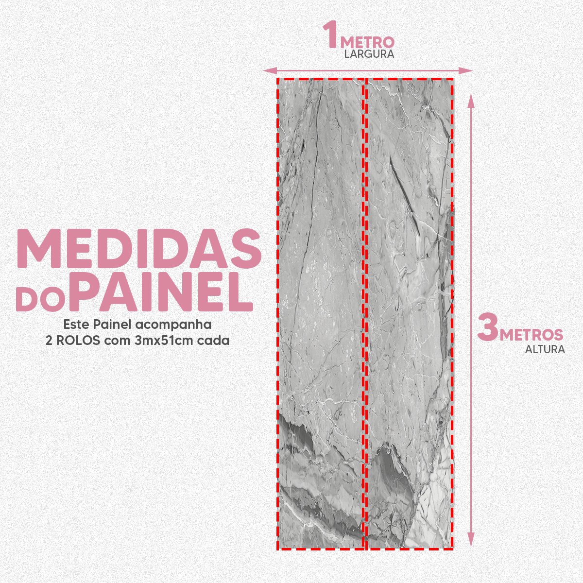 Papel de Parede Painel 3D Mármore Calacata Cinza Claro 1M Auto Colante Lavável Revestimento - 5