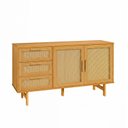 Ver imagem 5 de Buffet 2 Portas 3 Gavetas Rattan Magna CabeCasa MadeiraOriginals Bege/Mel