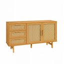 Ver imagem 4 de Buffet 2 Portas 3 Gavetas Rattan Magna CabeCasa MadeiraOriginals Bege/Mel