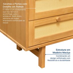 Buffet 2 Portas 3 Gavetas Rattan Magna Cabecasa Madeiramadeira - 7