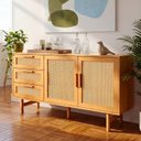 Ver imagem 1 de Buffet 2 Portas 3 Gavetas Rattan Magna CabeCasa MadeiraOriginals Bege/Mel