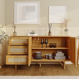 Buffet 2 Portas 3 Gavetas Rattan Magna Cabecasa Madeiramadeira - 2