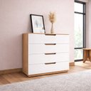 Ver imagem 1 de Cômoda para Quarto 4 Gavetas 90cm Madri Branco/Freijó